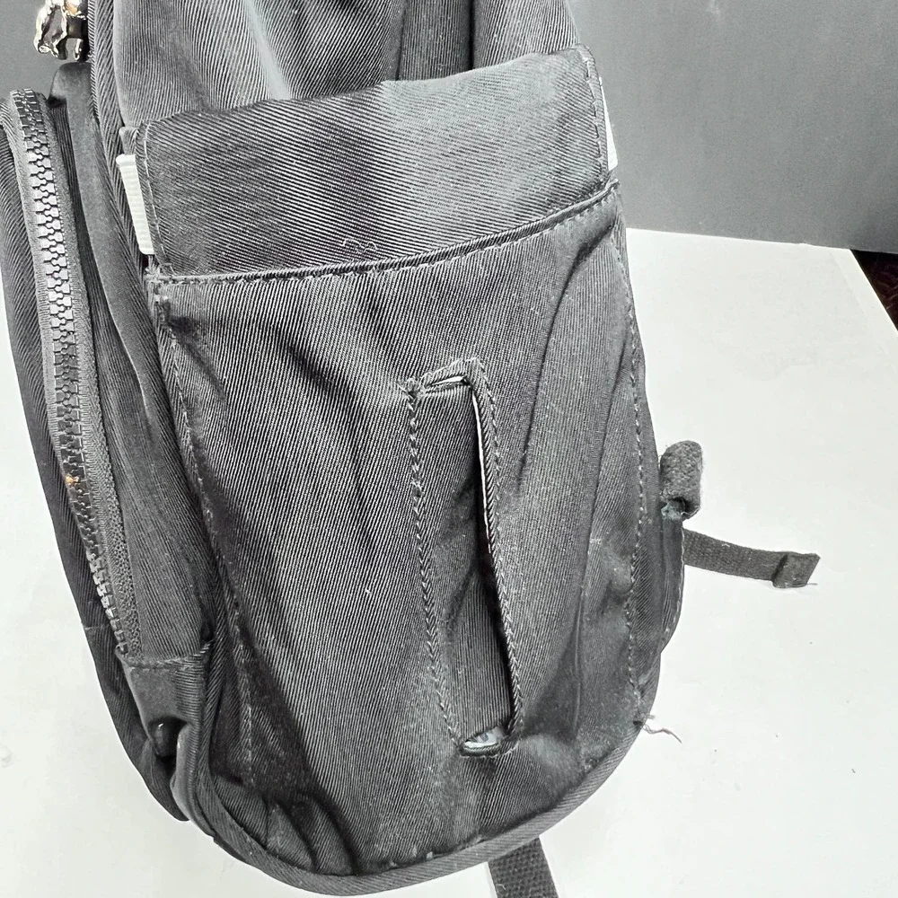 Kipling Audrie Black Nylon Diaper Bag Backpack Doctor Bag Opening w Monkey Charm